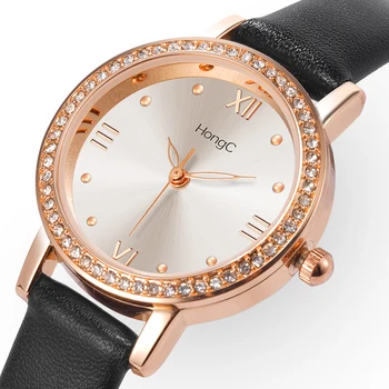 Новые высококачественные женские часы с маленьким циферблатом и бриллиантами, модные женские часы для отдыха, Кожаные кварцевые часы в подарок
