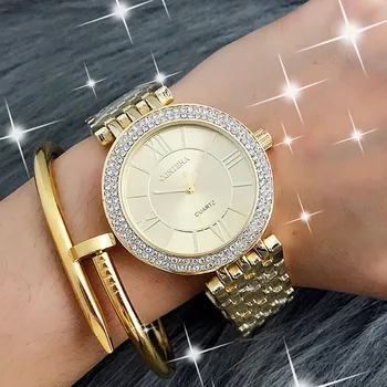 Новые золотые часы Для женщин, серебряные кварцевые наручные часы из нержавеющей стали, Модные браслеты, Женские часы, Подарки Montres Femmes