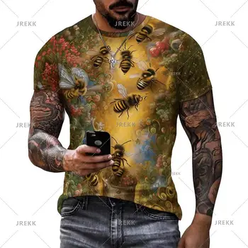 Новые летние футболки с 3D-графикой Honeycomb Bee, Повседневная Мужская футболка harajuku, мужская Женская Детская футболка, Модные Футболки С принтом, одежда