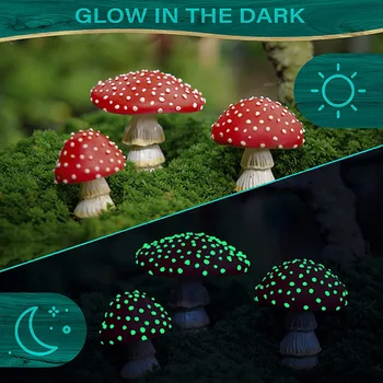 Новые светящиеся красные грибные микро-ландшафтные украшения светятся в темноте, декор для домашнего сада, креативная имитация грибной статуи