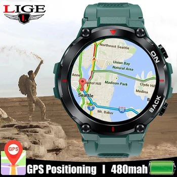 Новые смарт-часы LIGE GPS для мужчин, спорт на открытом воздухе, фитнес-браслет, часы для измерения артериального давления, водонепроницаемые смарт-часы IP68 для Android IOS