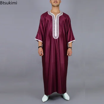 Новый 2023 Мусульманская Мода Мужчины Арабский Пакистан Дубай Кафтан Абайя Халаты Исламская Одежда Саудовская Аравия Мужской Повседневный Свободный Халат M-4XL