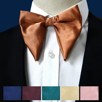Новый галстук-бабочка Horns для мужского делового костюма для банкета и вечеринки, аксессуары для рубашек, мужские шелковистые однотонные галстуки-бабочки большого размера