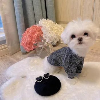 Новый зимний теплый свитер для домашних собак, джемпер со шляпой, одежда для французского бульдога, куртка с капюшоном, пальто для маленьких средних собак, костюм GYC06