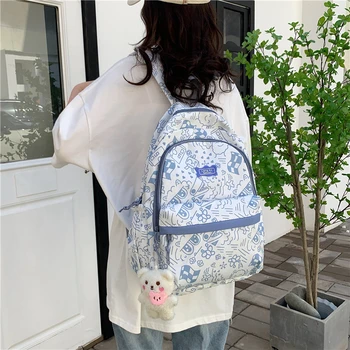 Новый Легкий Школьный Рюкзак Большой Емкости для девочек, Модная Студенческая сумка с граффити, Повседневный Рюкзак для путешествий из нейлоновой ткани на открытом воздухе