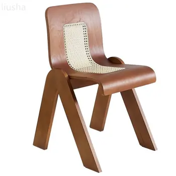 Обеденные стулья, бытовые стулья из массива дерева с плетеной спинкой из ротанга, балконные кресла для отдыха, стулья для книг retro, мелкие бытовые принадлежности