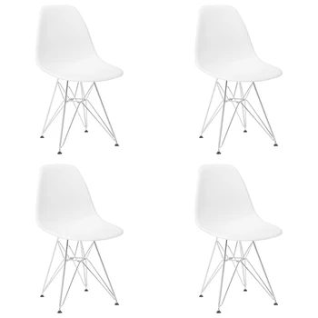 Обеденный стул современного дизайна с хромированной металлической ножкой, 4шт, изысканный стул в скандинавском стиле для гостиной, офиса, кабинета, спальни, белый/черный