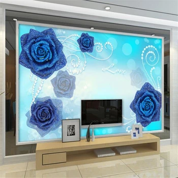 обои wellyu на заказ papel de parede 3d Blue demon yum butterfly love flower jewelry background wall decorative