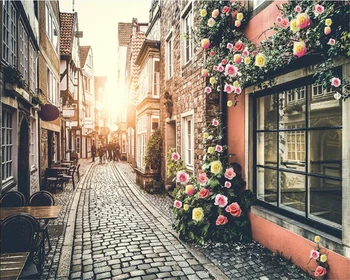 Обои бейбехан красивая окружающая среда красивый город красивая романтическая деревня ностальгическая аллея телевизионный фон papel de parede