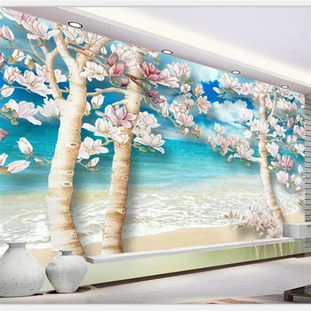 обои на заказ beibehang большая роскошная романтическая магнолия ТВ фон стена гостиная спальня диван декоративная роспись