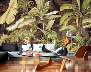 обои на заказ beibehang Европа и Америка ретро тропические растения банановый лист банановый цветок картина маслом на фоне стены