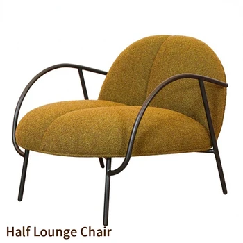 Одноместный диван-кресло Индивидуальный шезлонг Простая современная ткань Скандинавский металлический стул Мебель Акцентные стулья для гостиной