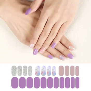 Однотонные 3D наклейки для ногтей Летние Простые Самоклеящиеся Полуотвержденные Гелевые наклейки для ногтей для маникюра Водяной знак для дизайна ногтей