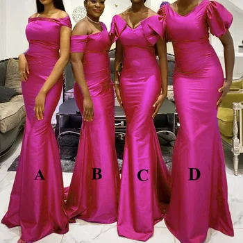 Оранжевые платья подружек невесты-русалочек с открытыми плечами, свадебное платье-труба для девочек, платье подружки невесты
