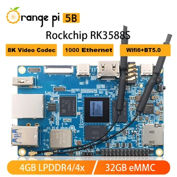 Оранжевый Pi5B 4 ГБ оперативной ПАМЯТИ 32 ГБ eMMC RK3588S 8-Ядерный Гигабитный Ethernet Wifi6 BT5.0 8K Видео Одноплатный компьютер под управлением Android12 Debian11