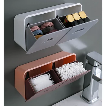 Органайзер для ванной комнаты Пластиковые настенные ящики для хранения, Пылезащитные для ватных палочек, клея для макияжа, Маленькая коробка для украшений