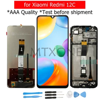 Оригинал для Xiaomi Redmi 12C ЖК-дисплей с рамкой, сенсорный экран, дигитайзер в сборе, Запчасти для ремонта ЖК-экрана