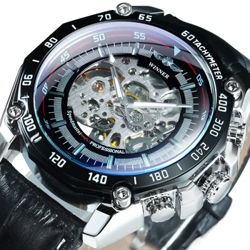 Официальные военные автоматические механические часы WINNER, мужские часы-скелет, лучший бренд, наручные часы с роскошным кожаным ремешком 2021 relogio