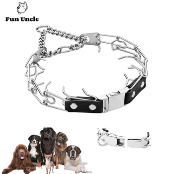 Ошейник-удавка для собак No Pull, стимулирующее дрессировку домашних животных ожерелье из нержавеющей стали с пряжкой, металлическая цепочка P для собак среднего размера