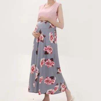 Платье-майка для беременных с круглым вырезом, без рукавов, с цветочным принтом, в стиле пэчворк, платье для кормления, Летняя одежда для беременных, Vestidos