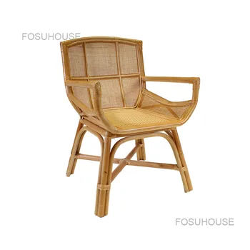 Плетеные из натурального ротанга стулья для гостиной современная мебель для дома Японское кресло Дизайнерский обеденный стул простое кресло для отдыха