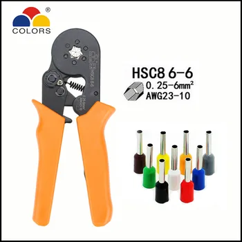 Плоскогубцы HSC8 6-6 Оранжевый инструмент мини-саморегулирующиеся обжимные плоскогубцы 23-10AWG обжимная способность 0,25-6мм2 HSC8 6-4
