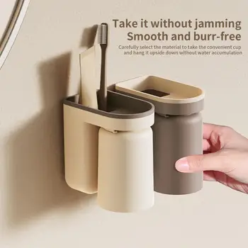 Подставка для зубной щетки с перевернутым сливом, Вместительная подставка для хранения зубной пасты в ванной с чашкой для полоскания рта, аксессуары для ванной комнаты