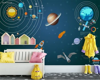 Пользовательские 3D обои, расписанные вручную космической вселенной, фоновая стена детской комнаты, гостиная, спальня, роспись детского сада фотообои