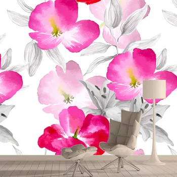 Пользовательские 3D принты для домашнего декора в розовых цветах, обои, фрески для стен гостиной, обои для рабочего стола, контактные съемные рулоны для стен