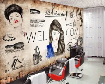 Пользовательские обои Европейская и американская ретро кирпичная стена модная парикмахерская фон декоративной росписи стен фрески