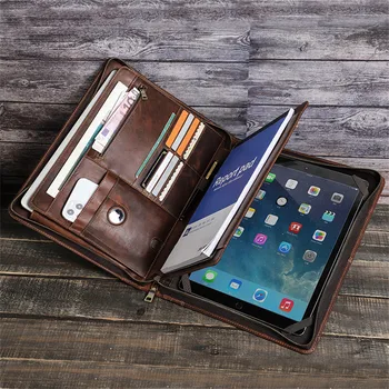 Портативная многофункциональная кожаная сумка для iPad Pro 12.9 из кожи Crazy Horse, защитный чехол для планшетного компьютера Apple