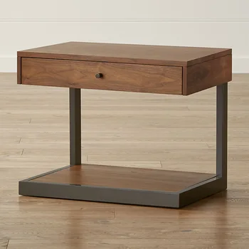 Прикроватный столик из массива дерева в скандинавском стиле, мебель для хранения у кровати в спальне, стеллаж для хранения, креативный прикроватный столик из железа
