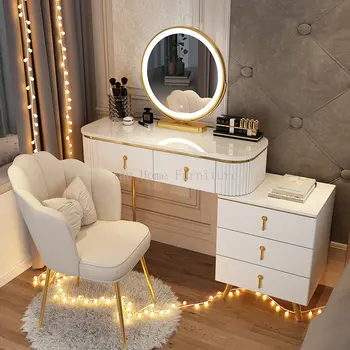прически, туалетный столик, Современный светлый Роскошный многофункциональный шкаф для хранения, встроенный столик для макияжа, туалетный столик