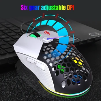 Проводная Легкая Игровая мышь, Мыши с RGB-подсветкой 7200 точек на дюйм и программируемым драйвером на 7 Кнопок, Сверхлегкий Honeycomb F19E