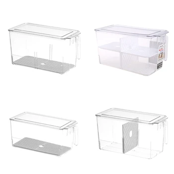 Прозрачный ящик для хранения фруктов и овощей Кухонные Контейнеры-холодильники с ручкой для крышки, складывающиеся в ФУТЛЯР