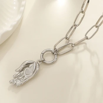Простое ожерелье с подвеской в виде сердца в руке, минималистичное ожерелье-цепочка на ключицу, ювелирные изделия