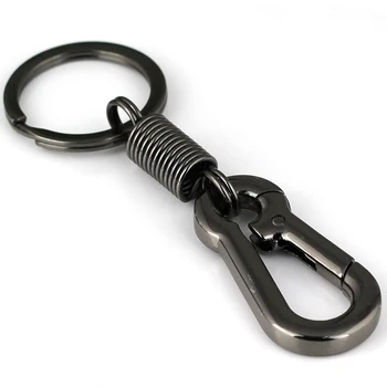 Прочная цепочка для ключей с карабином, кольцо для ключей, полированная цепочка для ключей, пружинная цепочка для ключей, деловая цепочка для ключей на талии, черный