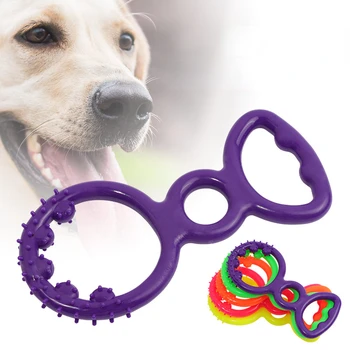Резиновая игрушка для домашних животных, прочная, устойчивая к укусам собачья кость, Резиновая игрушка для домашних животных, Чистящее кольцо для обучения жеванию, интерактивная игрушка для жевания