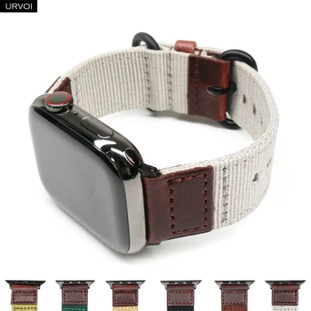Ремешок URVOI для Apple Watch ultra Series 8 7 6 SE54321 из кожи с двойным кольцом и нейлоновым ремешком для iWatch с прочной дизайнерской пряжкой