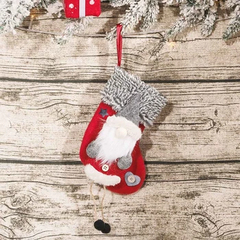 Рождественские Чулки с 3D Плюшевыми Гномами Санта Подвесная Веревка Рождественское Украшение