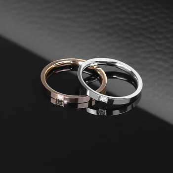 Романтические Обручальные кольца из нержавеющей стали для женщин, Модная пара, Золото, серебро, Кольцо с цирконием, Ювелирные подарки