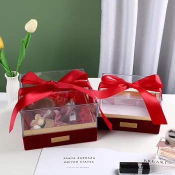 Роскошная акриловая подарочная коробка с прозрачной крышкой и лентой, коробка для упаковки ароматических свечей для подарков на свадьбу, День рождения.