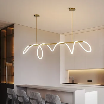 Роскошная латунная светодиодная потолочная люстра с длинным шлангом для стола, столовой, кухни, бара, подвесного освещения, внутреннего декора, подвесной светильника