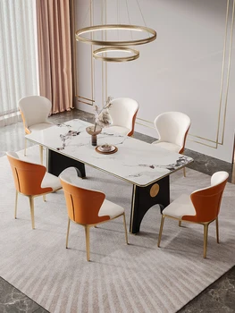Роскошный дизайнерский обеденный стол, домашний роскошный обеденный стол из камня и каменной плиты