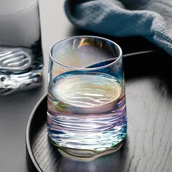 Роскошный Красочный Стакан для вина с водой, Креативная Водная рябь, Бытовая чашка для питья с толстым дном, Чашка для молока, Чашка Для сока, Стакан для виски