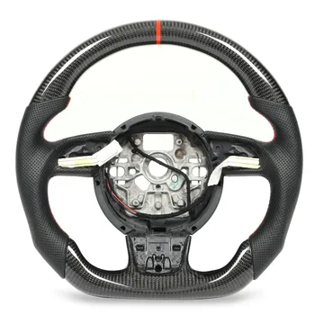 Рулевое колесо из углеродного волокна с подогревом, рулевое колесо из перфорированной кожи, подходит для Audi C7 4G A6 A7 S6 S7 с 2011 по 2018 год