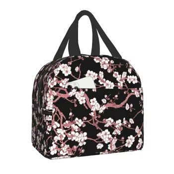 Сакура Дерево Вишневый цвет Изолированная сумка для ланча Сменные цветы Цветочный термоохладитель Ланч-бокс для женщин Офис Пикник Путешествия