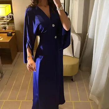 Саудовская Аравия Вечерние платья для официальных мероприятий С V-образным вырезом на шнуровке Элегантное платье для выпускного вечера со стразами и разрезными рукавами вечерние платья