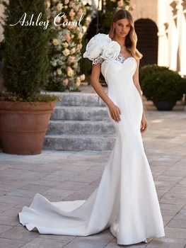 Свадебное платье Русалки Эшли Кэрол на одно плечо 2023 года, свадебное платье невесты в винтажном стиле с открытой спиной и 3D цветами, Vestidos De Novia
