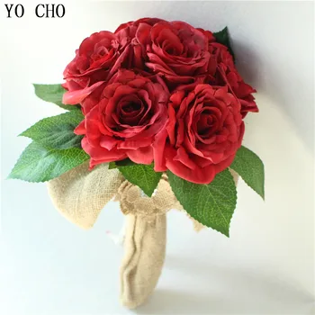 Свадебный букет YO CHO Red Ручной работы из искусственных цветов Rose buque casamento Букет невесты для украшения свадьбы
